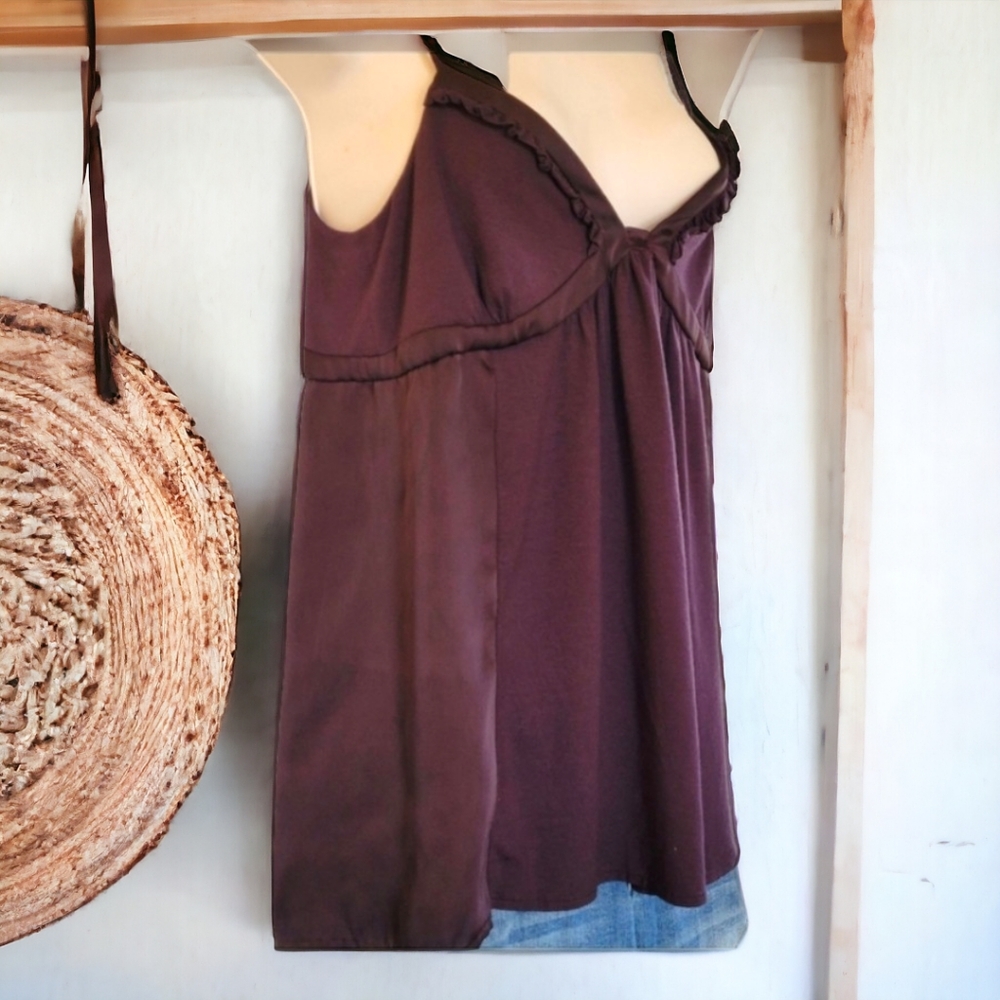 Ann Taylor LOFT deep purple spaghetti strap flowy tank top size m
